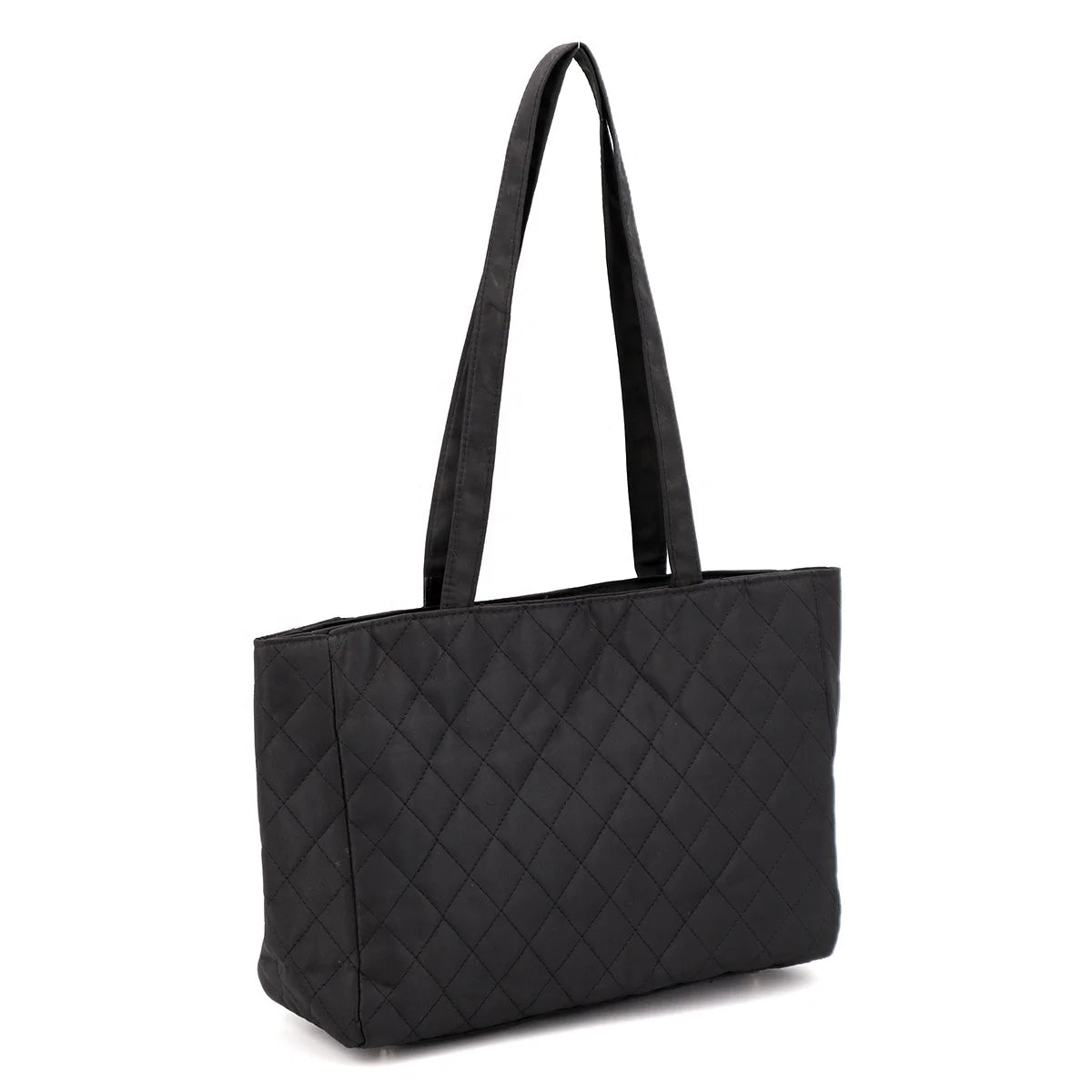Customized Eco-friendly Microfiber Quilted Shopping Tote Bag Black Mommy Carry Bag Logo Customizable Eco