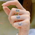 Hot Selling S925 Gold Plated Square High Carbon Diamond Couple Rings
