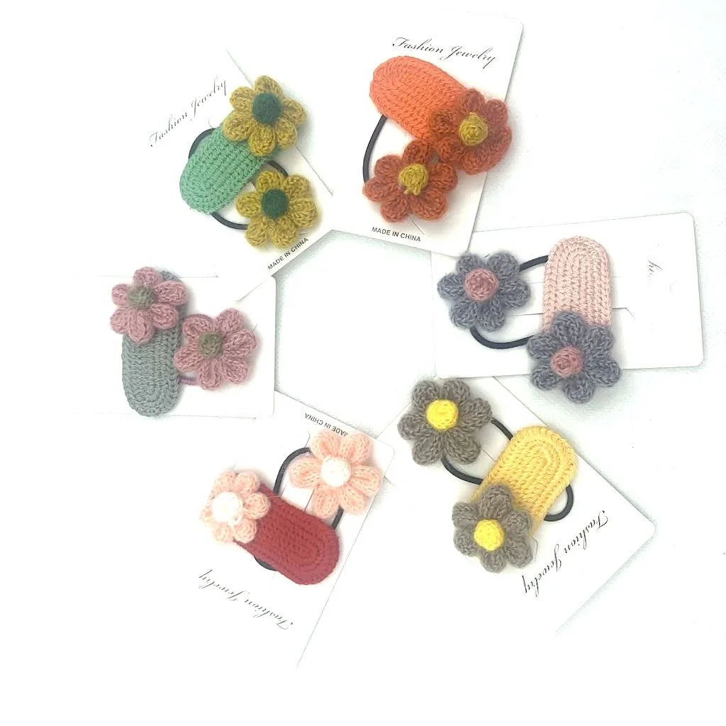 Custom Cute Frangipani Flower Hair Clips for Kids Girls Metal Hair Tie Crochet Hair Band with Clip Hair Decoration Accessory