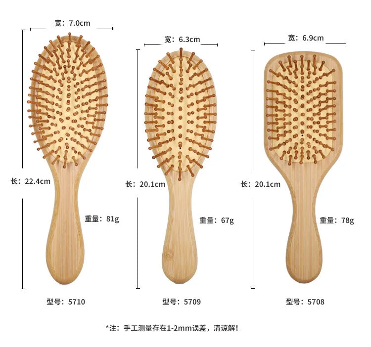 Sustainable Natural Wood Hair Brush Paddle Detangling Hairbrush