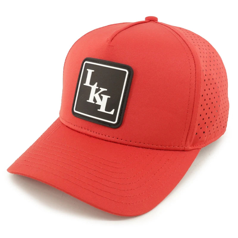 Custom Logo PVC Patch 5 Panel Polyester Laser Cut Hole Sport Hat Baseball Cap