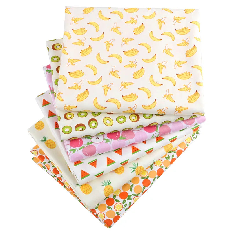 6pcs New Yellow Fruit Series Eco-Friendly High-quality Cotton Fabric Quilting Patchwork Fat Quarter Bundles Home Decoration Hand