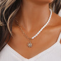 FanYue Vintage Haute Couture Women's Short Pearl Sun Necklace