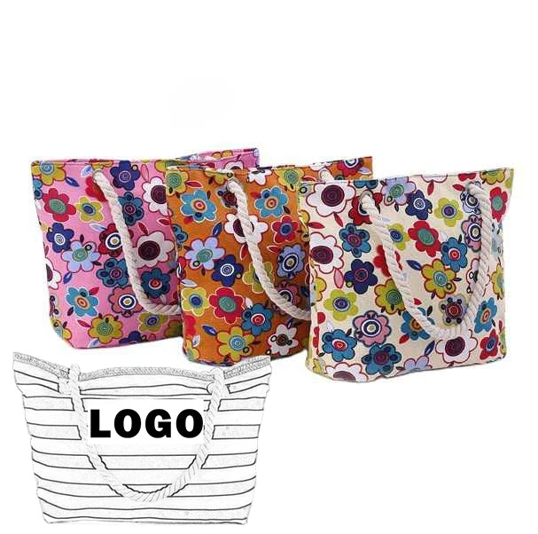 Custom logo Wholesale New Fashion College Style Cute Floral Casual One-Shoulder  Large Travel Bag Beach Duffle Bag for Woman