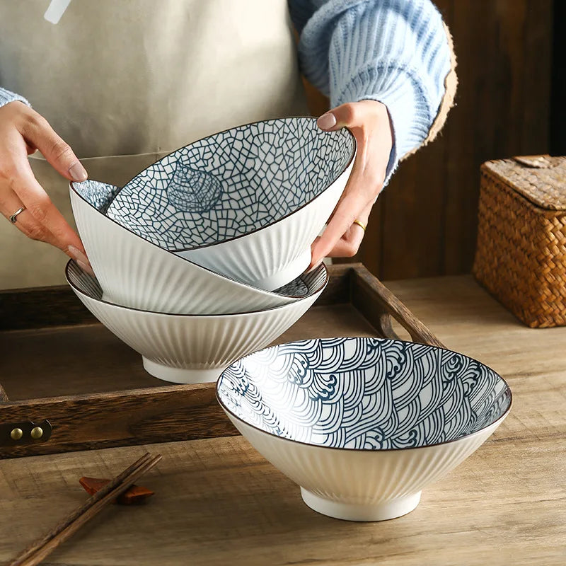 Custom Japanese Ceramic Ramen Noodle Soup Bowl 4.5 6 8 Inch Serving for Restaurant Hotel Home Party Occasions