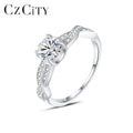 CZCITY Jewellery Bridal Finger 925 Geometric Diamond Jewelry Zircon Solid Sterling Silver Engagement Ring