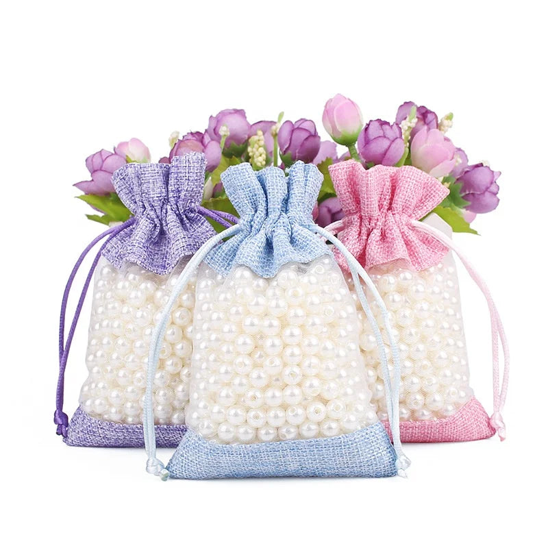 Wholesale Drawstring Jewelry Organza Gift Bags Mesh Pouches for Wedding Party Christmas Gifts Candy Bags