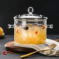 High Borosilicate Clear Mini Glass Pot Double Ear Handle Thickened Resistant Fiberglass Home Cooking Soup Induction Glass Ball