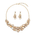 European American Wedding Anniversary Gift Crystal Rhinestone Alloy Two-piece Necklace Earrings Set Eco-friendly Fashion Women's
