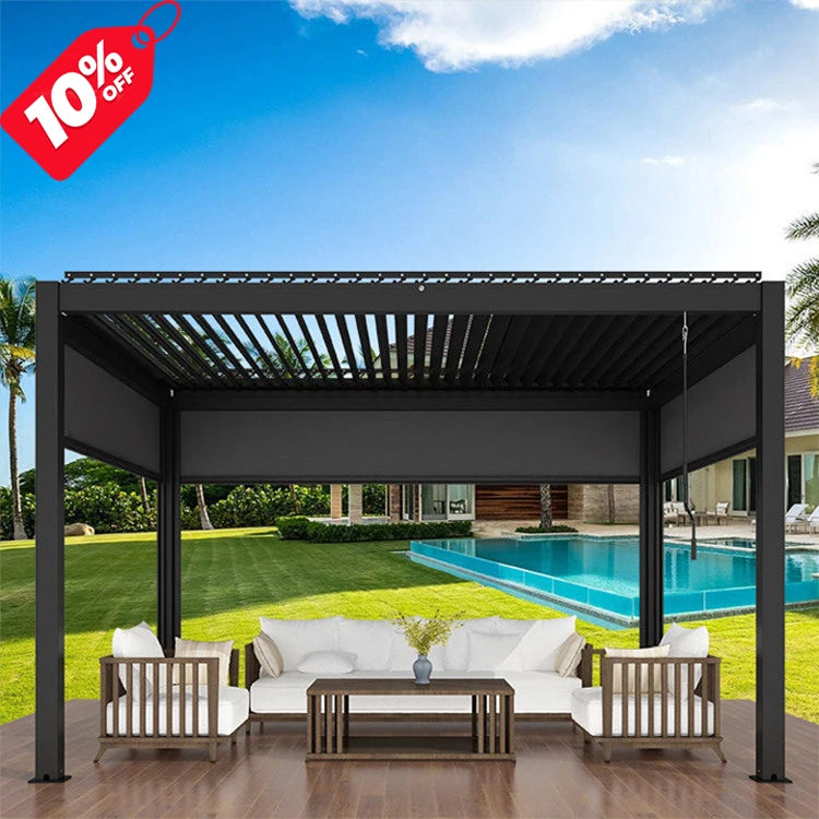Easy Install Outdoor Manual Pergola 3X3 Aluminum China Manufactory Waterproof Louver Roof System Kits Pergola