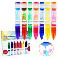 Liquid Motion Bubbler Toy Cool Pens 7-Pack Colorful Hourglass Timer with Droplet Movement Sensory Play Liquid Timer Pen