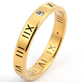 YK Fashion 18k Gold Plated Roman Number Ring for Women's Custom Stainless Diamond Number Ring Jewelry