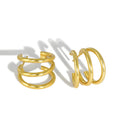 925 Sterling Silver Earrings Wholesale 18k Gold Plated Earrings Stud Three Layers Earrings Jewelry Women