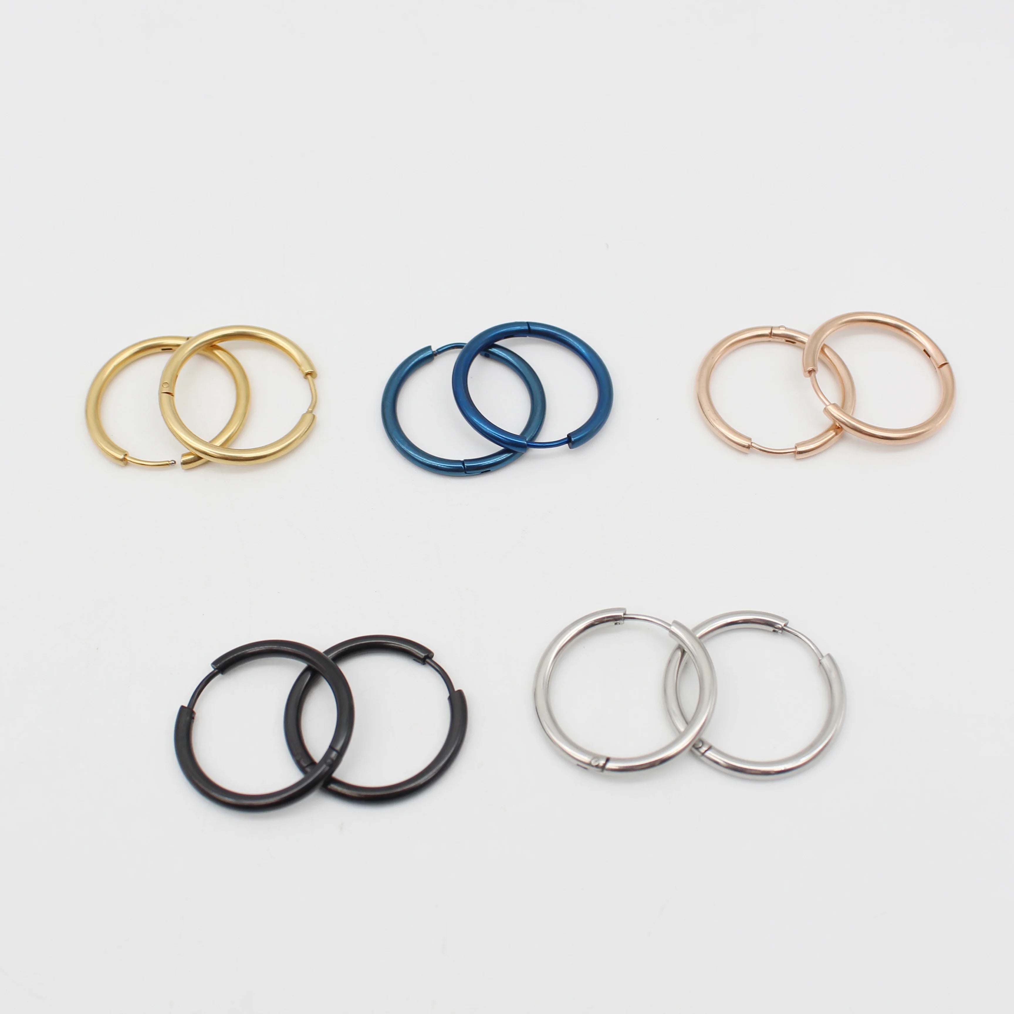 Jachon 316L Surgical Stainless Steel Clipping Earring Huggie Hoop Earrings for Men Women
