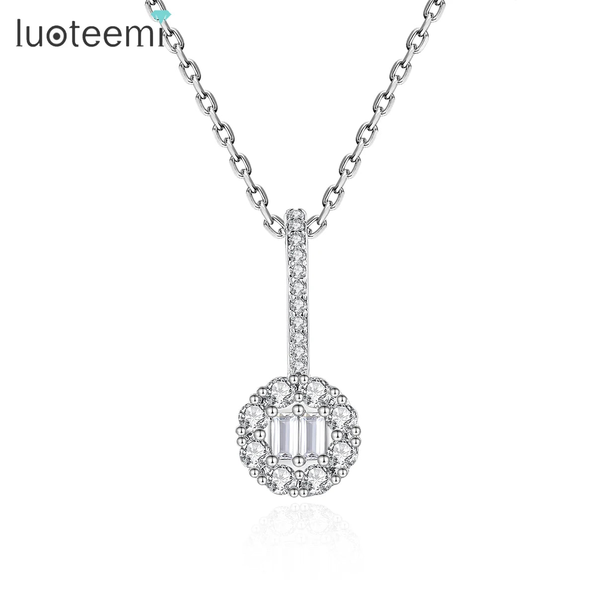 LUOTEEMI Zircon New Necklace Iced Out Custom Chain Crystal Woman Fashion Trendy Cz Cubic Diamond Pendant