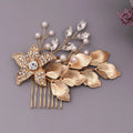 Genya Metal Flower Leaves Retro Crystal Sweet Style Bridal Hair Comb Insert Hair Jewelry