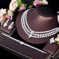 4pcs Necklace Earrings Bracelet Ring Women Zirconia Multiple Layer Wedding Jewelry Set for Bridal Luxury Costume Accessories