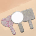 Zonyin Custom Logo Heart Shape Diamond Handheld Makeup Mirror Custom Hand Held Portable Private Label Round Makeup Mirror