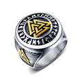 Handmade Stainless Steel Jewelry Viking Valknut Futhark Runic Runes Odin Nordic Ring