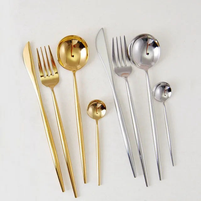 Mirror Polish Flatware Catlery Set Gold Cutlery Stainless Steel Luxury Restaurant Cutlery Set MegaBDM