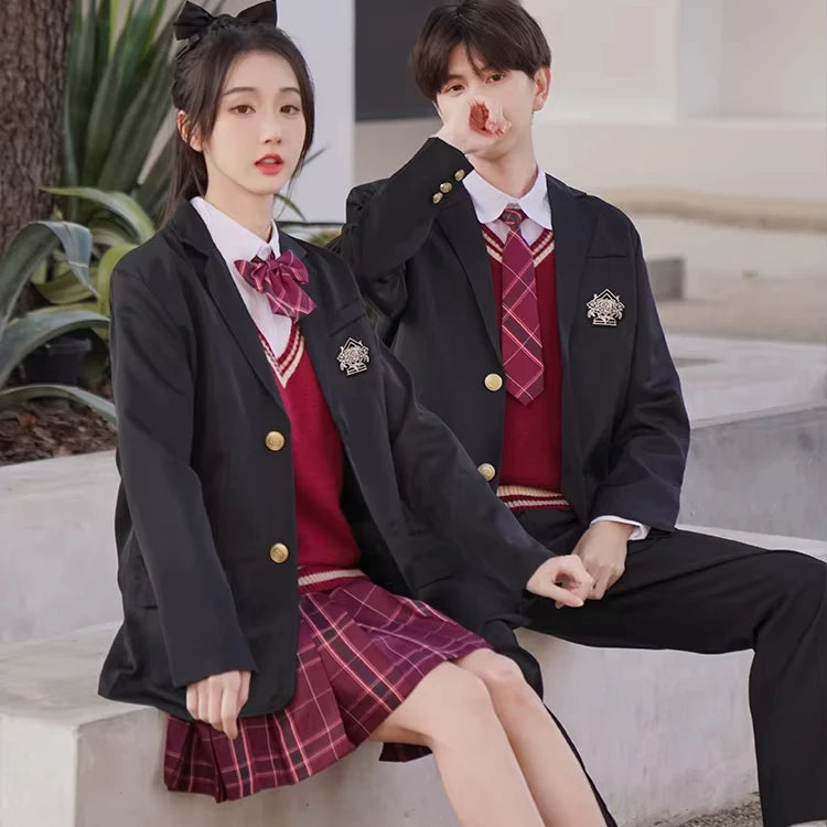 Wholesale Customized Children's Graduation School Uniform Suit British College Style High School Fashion Woven Fabric