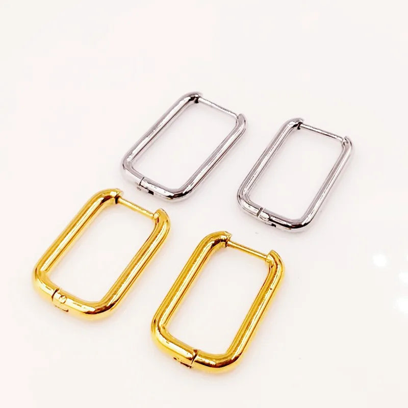 Fashion Stainless Steel Jewelry Findings Rectangle Earring Hook 18k Gold Plating DIY Jewelry Accessories