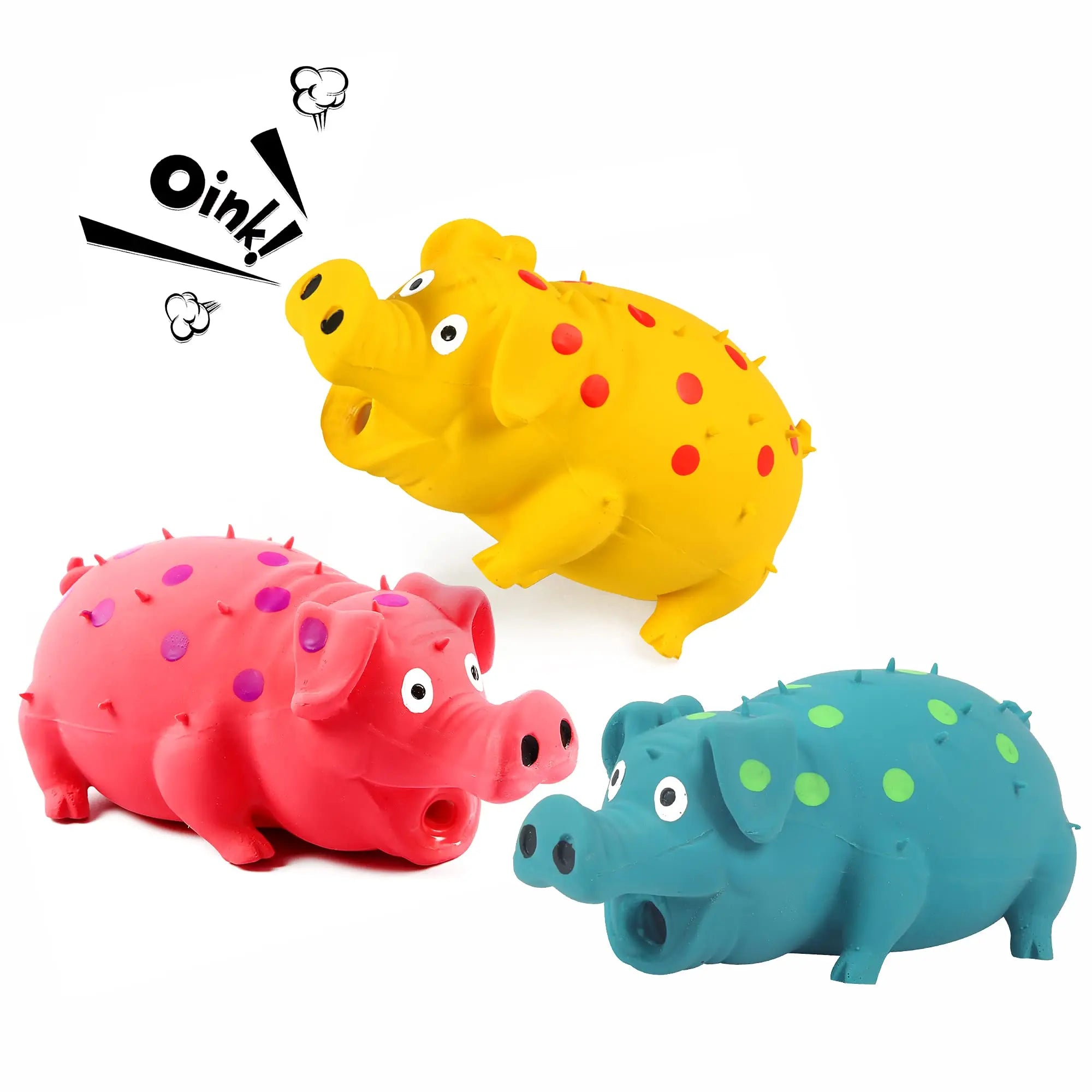 Raffy Eco-Friendly Dog Chew Toy Natural Latex Pig-Shaped Squeaky Interactive Pet Toy Gentle Chewers