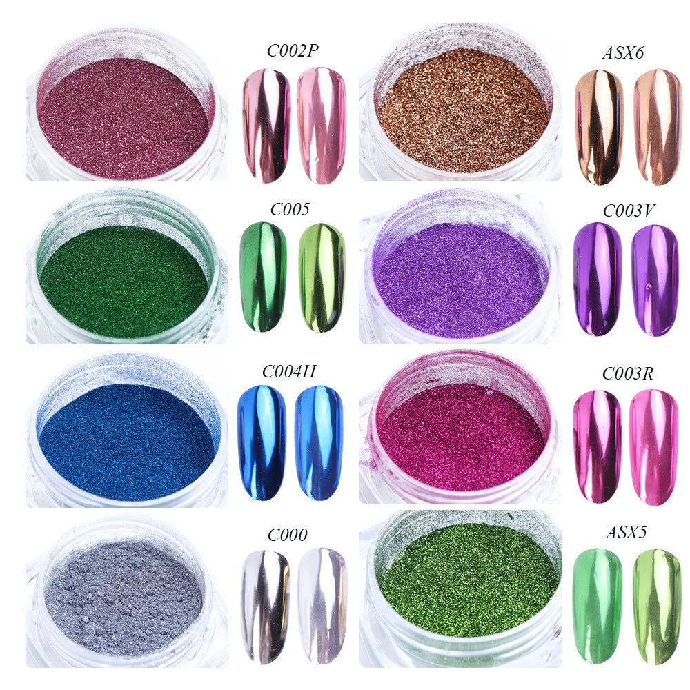 13 Colors Professional Nail Art Salon Nails Pigment Magic Metallic Mirror Chrome Nail Powder