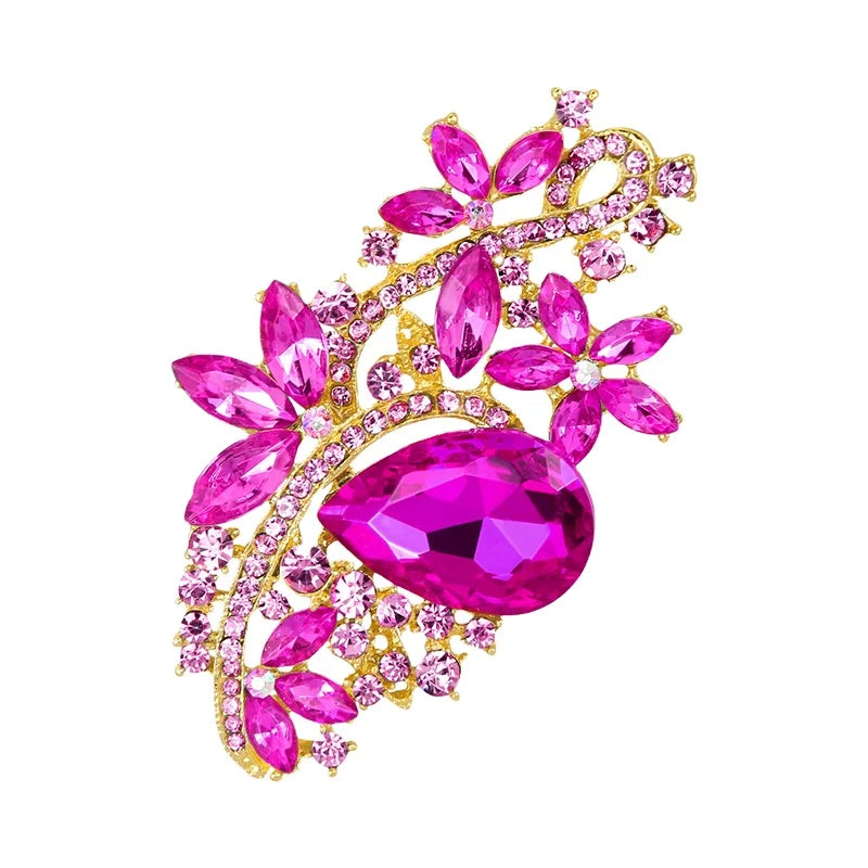 2022 Best Selling Rhinestone Statement Brooch Pin Flower Dress Accessory