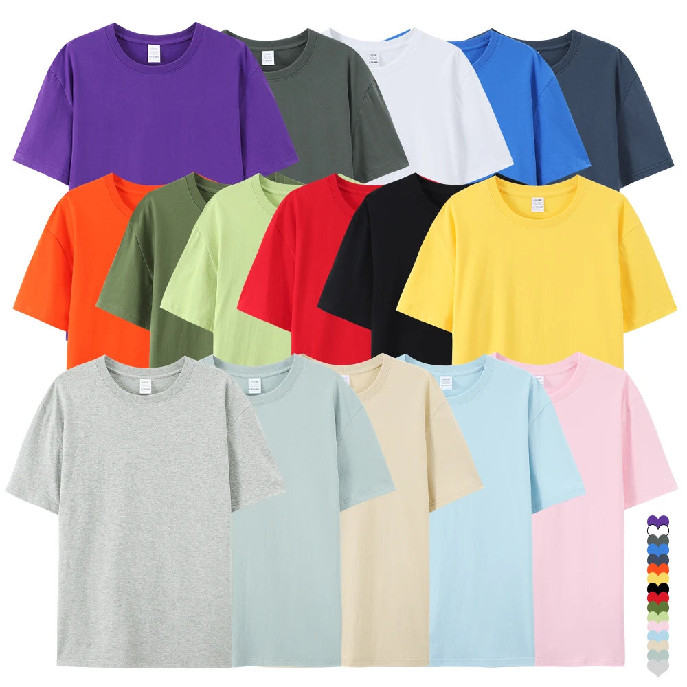 AI-MICH Branded Wholesale 100% Cotton T-Shirt Promotion Marketing Customize Logo Tee Sublimation Shirts Blank Plain Tee T Shirts