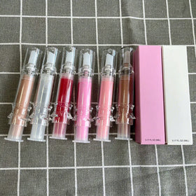 Wholesale Vegan Organic Mint High-glossy Syringe Hydrating Lip Plumping Gloss Hyaluronic Acid Moisturizer 7ml Liquid Private