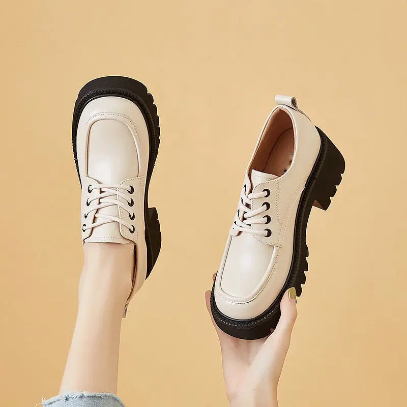 New Summer Platform Thick Heel British Style Big Toe Shoes Small Leather Shoes Women's Single Shoes Loafers Are Comfortable