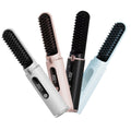 Rechargeable 2-in-1 Hair Straightener Cordless Portable Heating Hair Curler Brush Hair Care Styling Tools Wireless Straight Comb