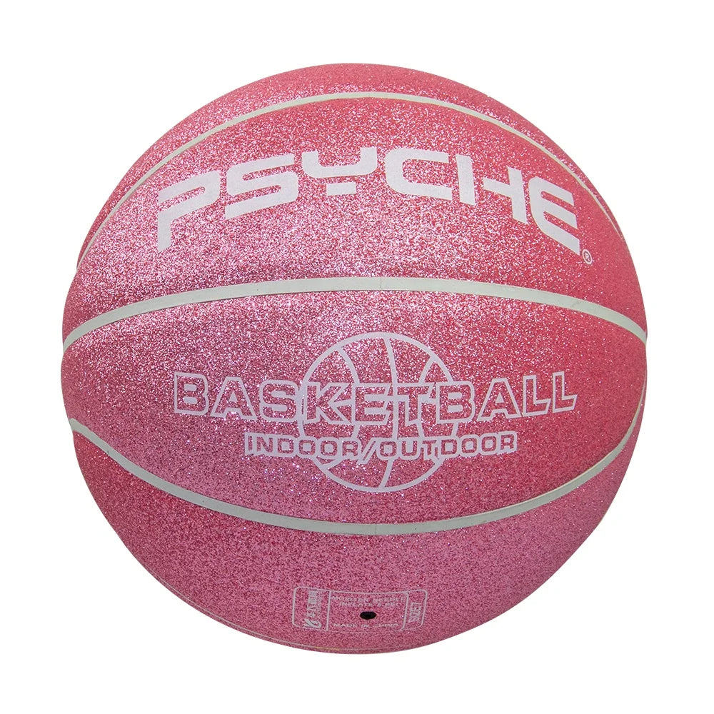 PSYCHE Street Ball Custom Logo Basketball  Size 7 Shinning PU Pink Indoor Outdoor for Showing