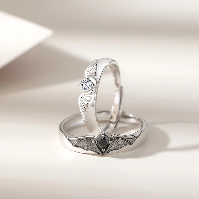 New Gilding Model Opening Adjustable Wings Ring Angel Demon Couple Ring for Women Men Valentine Day Gift