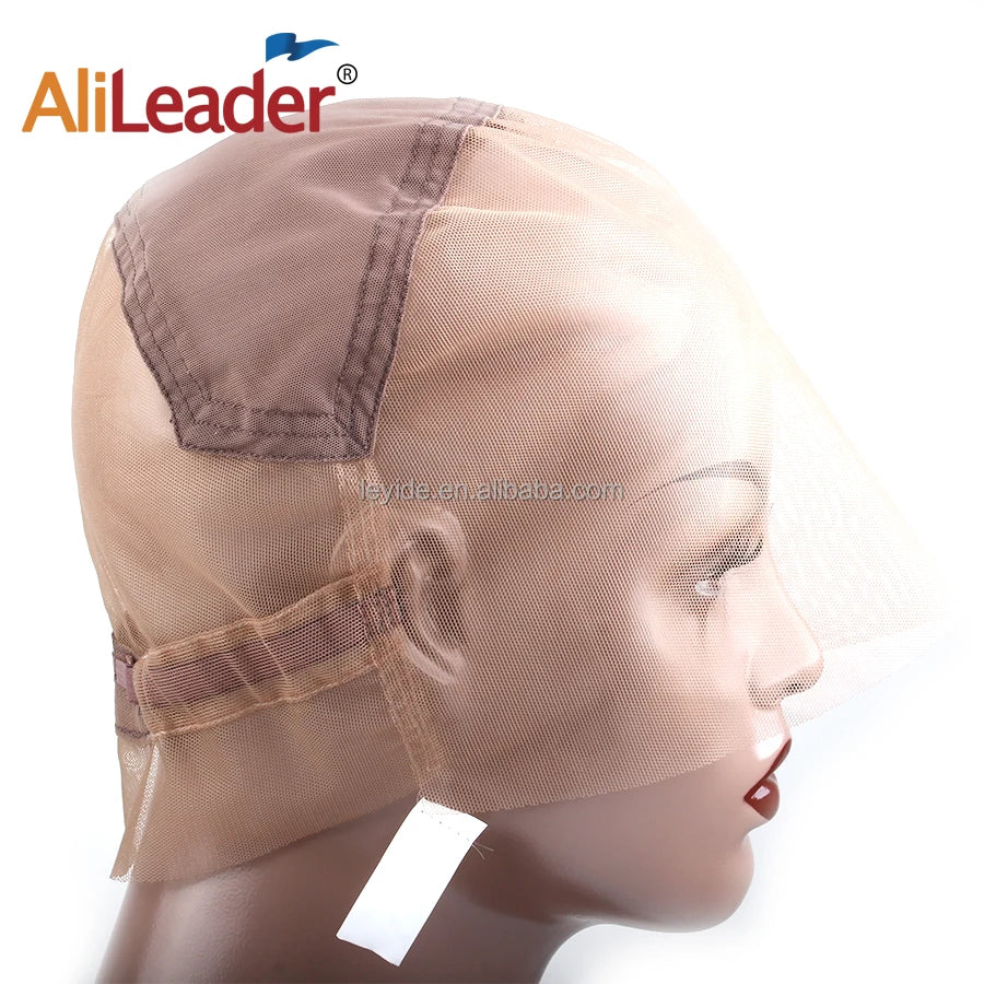 AliLeader Wholesale Ultra Thin Transparent Wig Weaving Cap Adjustable Strap 360 Full Lace Wig Cap for Hand Made Lace Wig Making