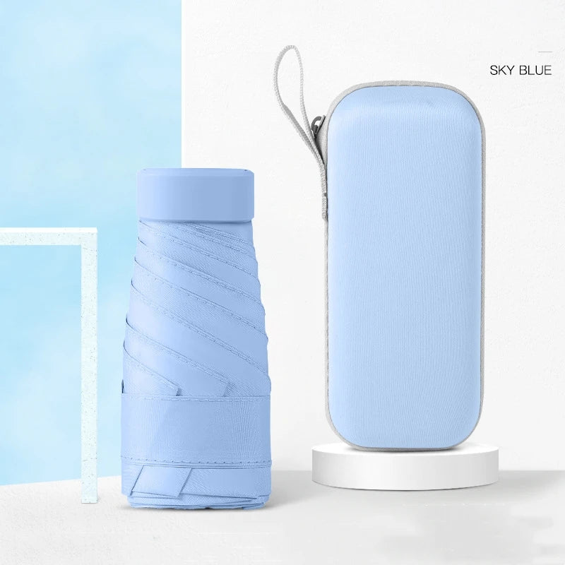 New Design Portable Mini Umbrella Anti-UV 6 Fold Umbrella with Hard Case Women Small Rain Pocket Umbrella