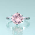 KH075 Abiding Fine Jewelry 6 Prong Solitaire 9mm Morganite Pink Diamond Gemstone Chunky 925 Sterling Silver Women Rings Wedding