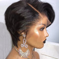 Vendor Short Pixie Cut Human Hair Wig With Bangs Brazilian Hair Colored Short Wig Straight Short Pixie Cut Wig for Black Women