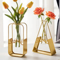 Nordic Desktop Transparent Living Room Dining Table Hydroponic Vases Decorative Bottle Metal Glass Vase