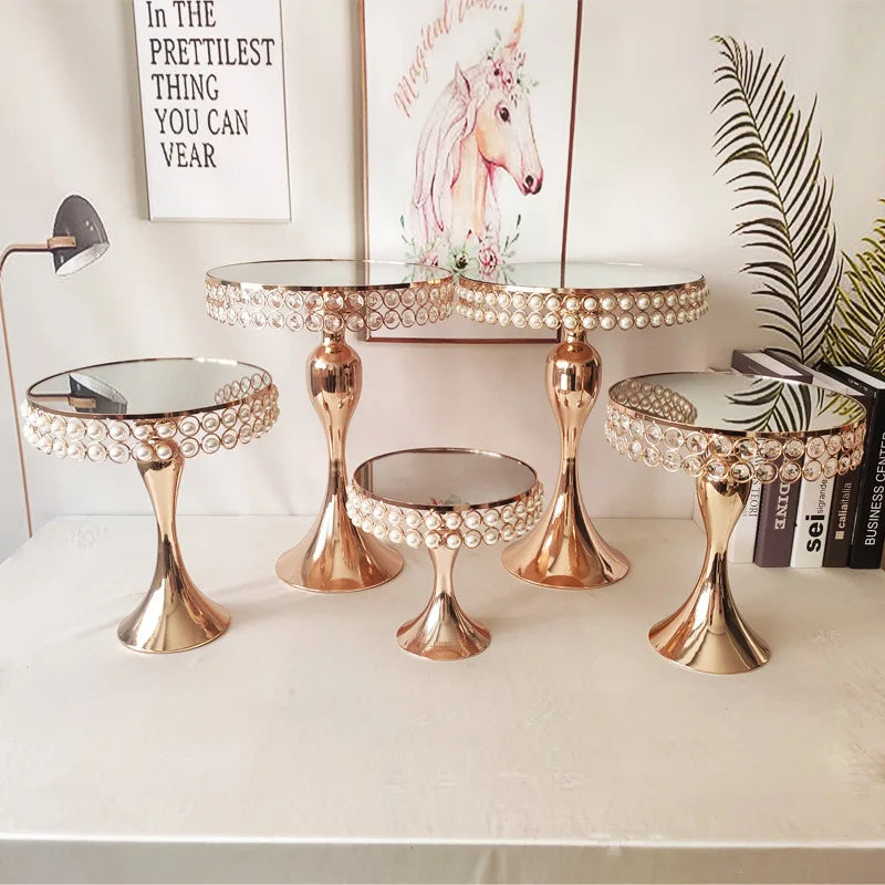Gold Wedding Cake Stand Crystal  Wedding Cakes Dessert Table Wedding Party Decoration Cake Stand