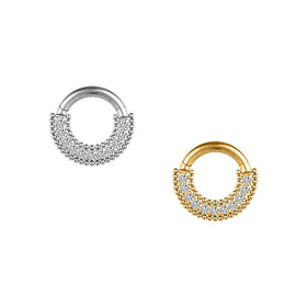 G23 Titanium Clicker Ring Segment Hoop Encrusted Zircon Gold Plated Children's Wedding Septum Piercing