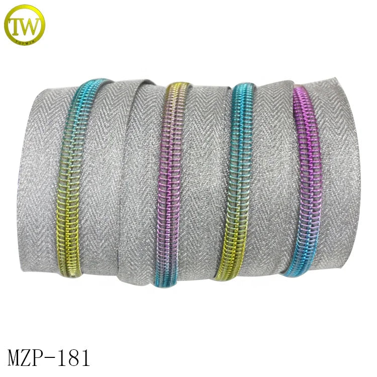 Manufacture Garment #5 Nylon Multi Color Teeth rainbow Vision Zipper Tape for Bags