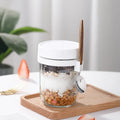 Clear Glass Mason Cup Simple Portable Cereal Cup with Spoon Lid Yogurt Scale Cup