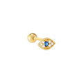 Single 925 Sterling Silver Screw Thread Diamond Evil Eyes Stud Earrings Rivet Pendant Silver Jewelry