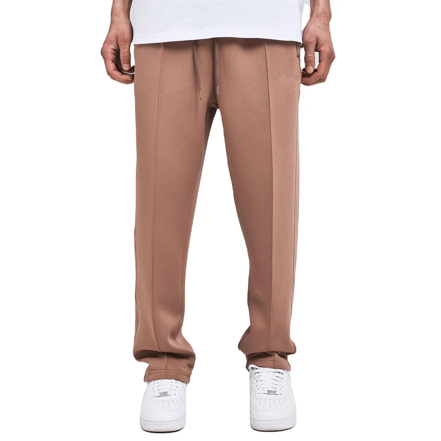Custom Brand Fashion Pocket White Drawstring Wide Polyester Fitted Straight Leg Sweatpants