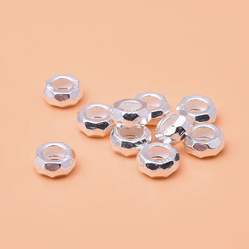 Popular 925 Sterling Silver Polygon Wheel Spacers Beaded for Jewelry Making Accessories Wholesale