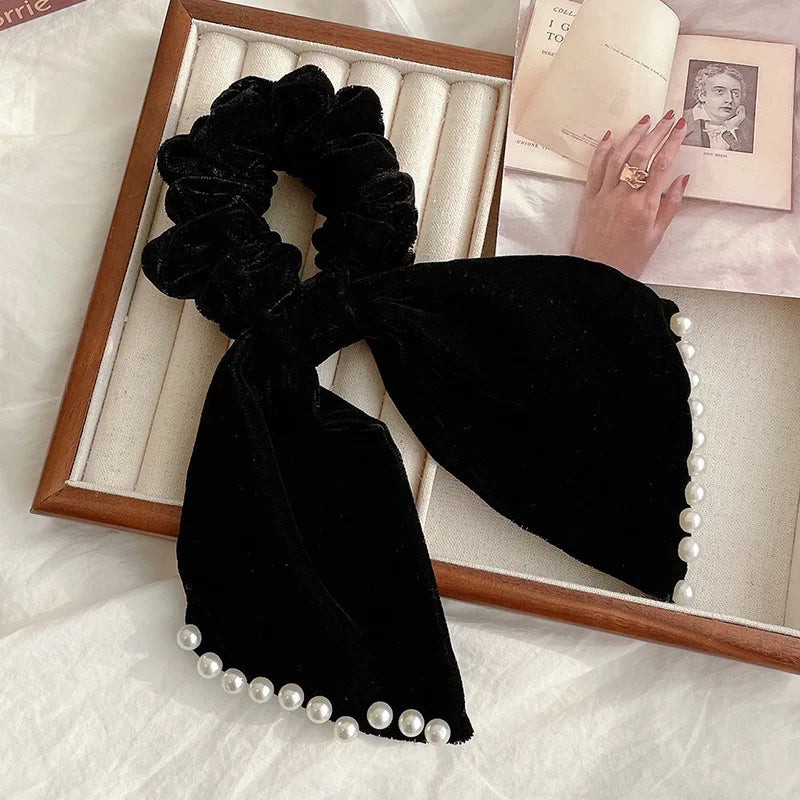 Custom Logo Printed Knotted Crunchies Elastic Hair Rope Tie Knot Band Scrunchies