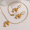 New Wholesale 18kPVD Gold Plated Stainless Steel Beach Dolphin Earrings Necklace Fashion Summer Ocean Style Women's Jewelry Set