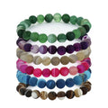 Hot Sale 8mm Frosted Stripe Onyx Lace Agate Stone Bracelet Waterproof Beaded Vintage Jewelry Ball-shaped for Gift Occasions